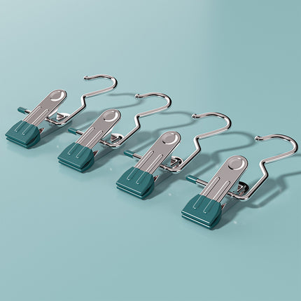 Dark green Stainless Steel Hanging Clips (35 PCS) - Strong Grip for Pants, Hats, Socks, Laundry.