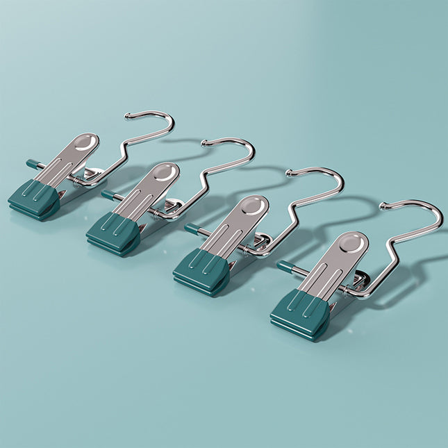 Dark green Stainless Steel Hanging Clips (35 PCS) - Strong Grip for Pants, Hats, Socks, Laundry.