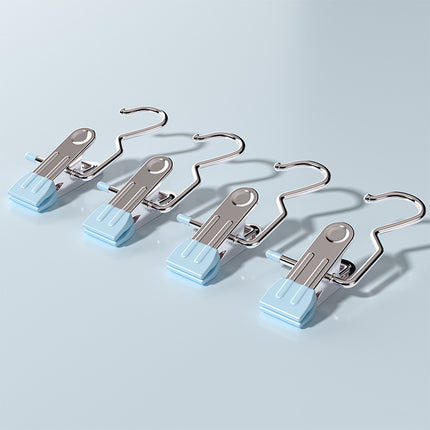 Blue Stainless Steel Hanging Clips (35 PCS) - Strong Grip for Pants, Hats, Socks, Laundry.