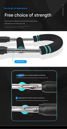Gray black Adjustable U-Shaped Arm Exerciser - For Home Fitness Strength Training (30kg).