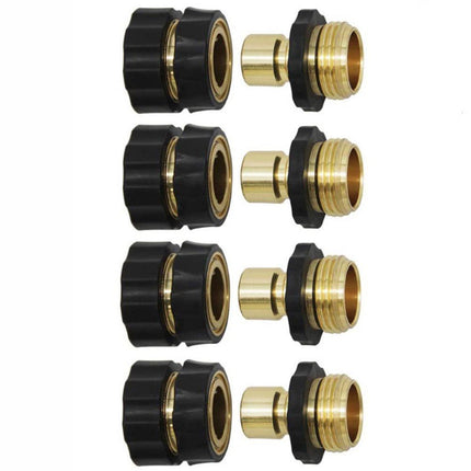American Standard 3/4 Inch Brass Quick Connect Garden Hose Adapter (4 Male & 4 Female).