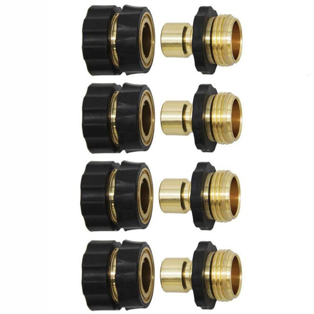 American Standard 3/4 Inch Brass Quick Connect Garden Hose Adapter (4 Male & 4 Female).