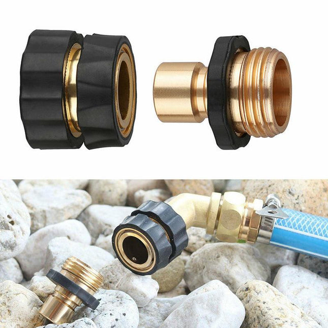 American Standard 3/4 Inch Brass Quick Connect Garden Hose Adapter (6 Male & 6 Female).