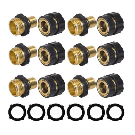 American Standard 3/4 Inch Brass Quick Connect Garden Hose Adapter (6 Male & 6 Female).