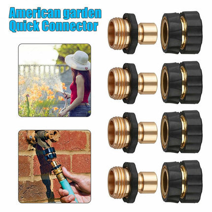 American Standard 3/4 Inch Brass Quick Connect Garden Hose Adapter (6 Male & 6 Female).