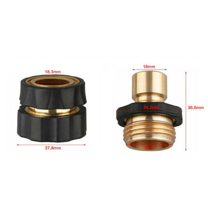 American Standard 3/4 Inch Brass Quick Connect Garden Hose Adapter (6 Male & 6 Female).