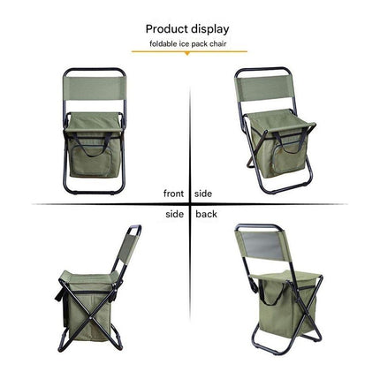 Foldable Camping Chair with Integrated 10L Insulated Cooler Bag - Blue.