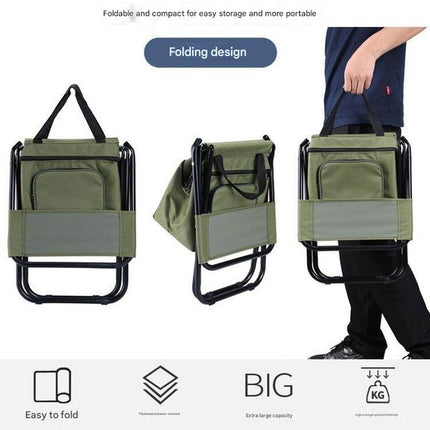 Foldable Camping Chair with Integrated 10L Insulated Cooler Bag - Blue.