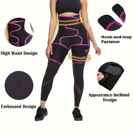Pink Women's 3-in-1 Body Shaper: Waist Cincher, Thigh Slimmer, Glute Lifter - Workout Gear (Size : L/XL).
