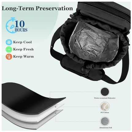 Beige Portable Crossbody Water Bottle Holder with Multiple Pockets - Thermal Cooler Bag.
