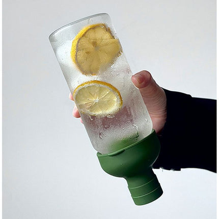 Style Cold Brew Bottle - 450ml Glass, Leak-Resistant Silicone Top Green Silicone Lid.
