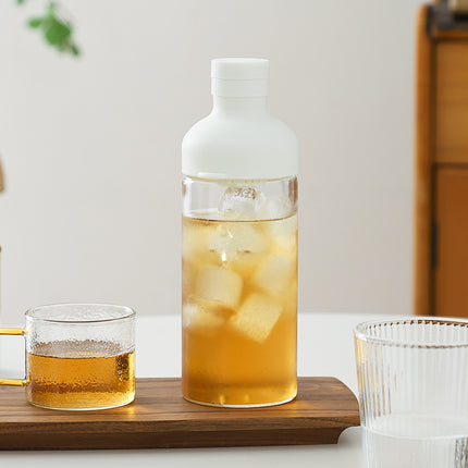 Style Cold Brew Bottle - 450ml Glass, Leak-Resistant Silicone Top White Silicone Lid.