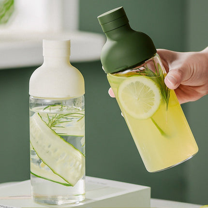 Style Cold Brew Bottle - 450ml Glass, Leak-Resistant Silicone Top White Silicone Lid.