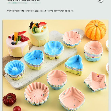 Style 10 Silicone Mini Cake Molds (30 Pack) -  For Cupcakes, Desserts (6.7x6x3cm).