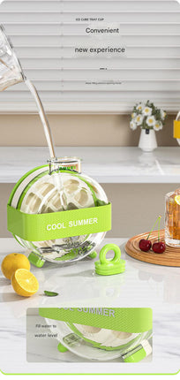 Green Portable Press-Release Ice Cube Maker Bottle - Makes 12 Cubes, Doubles as Bottle.