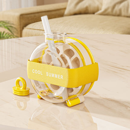 Yellow Portable Press-Release Ice Cube Maker Bottle - Makes 12 Cubes, Doubles as Bottle.