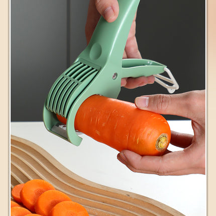 2 pcs Green 5-Blade Fruit & Vegetable Slicer for Crinkle Cuts - Kitchen Gadget.