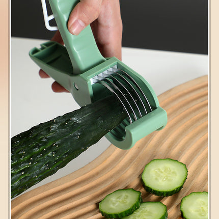 2 pcs Green 5-Blade Fruit & Vegetable Slicer for Crinkle Cuts - Kitchen Gadget.