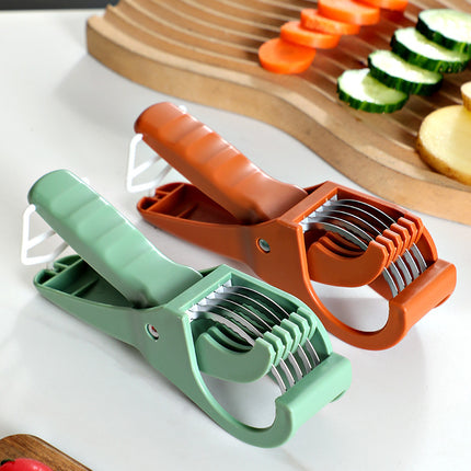 2 pcs (Orange+Green) 5-Blade Fruit & Vegetable Slicer for Crinkle Cuts - Kitchen Gadget.
