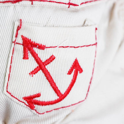 Red Cute Sailor Dog Outfit - Striped Shirt & Anchor Overalls for Small Dogs (Size : M ).