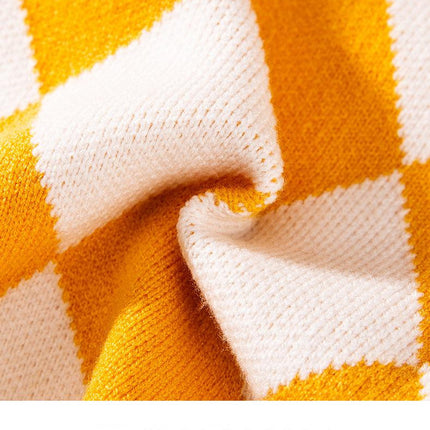 Classic Argyle Dog Sweater - Yellow & White Knit for Corgis & Medium Breeds (Size : L).