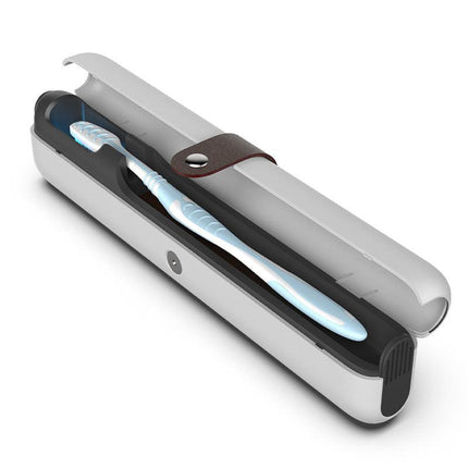 Travel UVC Toothbrush Sanitizer Box - Magnetic Closure, Rechargeable.