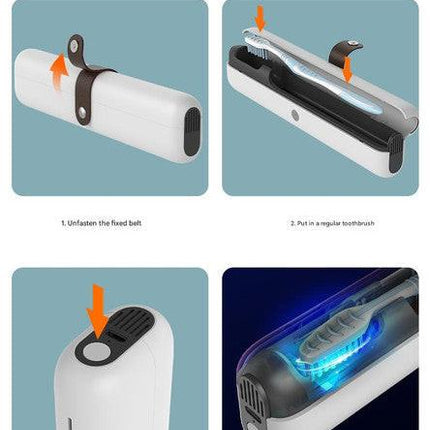 Travel UVC Toothbrush Sanitizer Box - Magnetic Closure, Rechargeable.