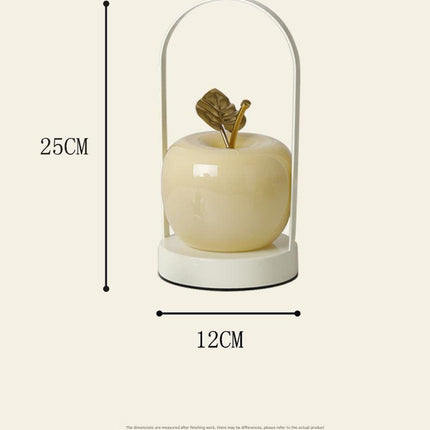 Orange Decorative Apple Table Lamp - USB-C,  3 Light Modes, Metal Handle.