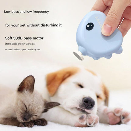 Green Cute Dinosaur Electric Pet Nail Grinder - 3-Speed, Low Noise, USB-C for Dogs & Cats.