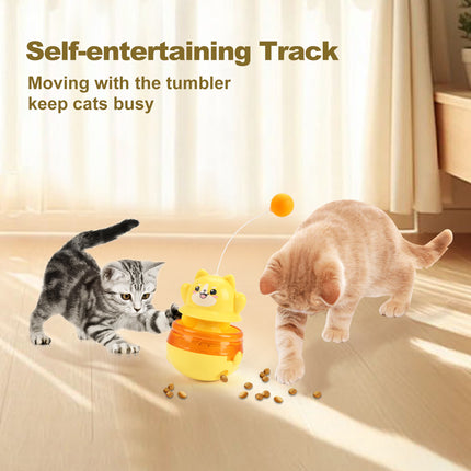Pink 3-in-1 Interactive Cat Toy - Tumbler, Treat Dispenser, Track & Teaser Ball.