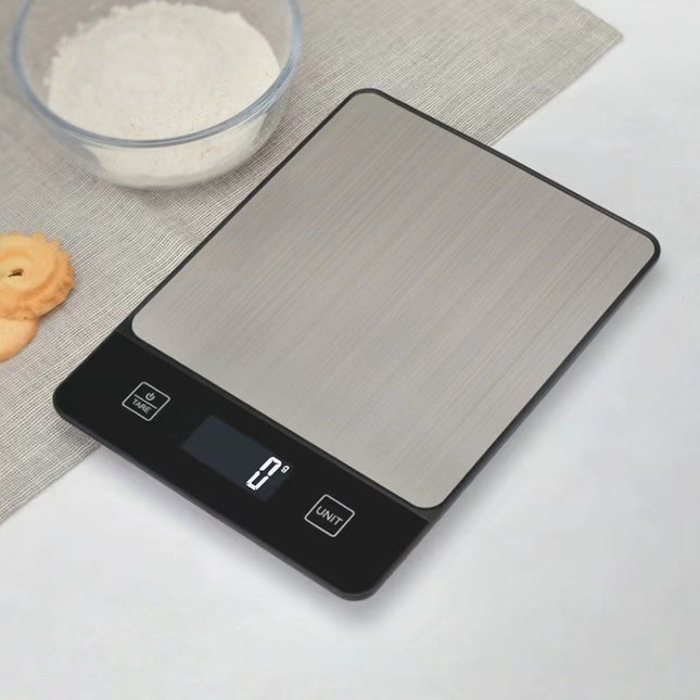 Black Digital Kitchen Scale - Stainless Steel Food Scale for Baking & Cooking (10kg/1g).