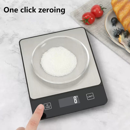 Black Digital Kitchen Scale - Stainless Steel Food Scale for Baking & Cooking (10kg/1g).