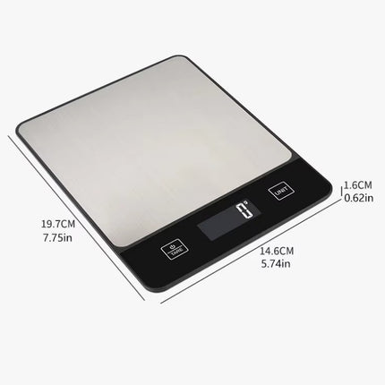Black Digital Kitchen Scale - Stainless Steel Food Scale for Baking & Cooking (10kg/1g).