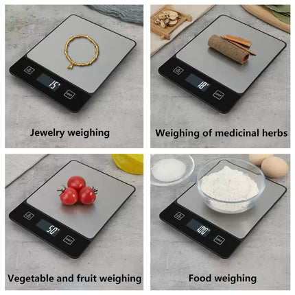 White Digital Kitchen Scale - Stainless Steel Food Scale for Baking & Cooking (10kg/1g).