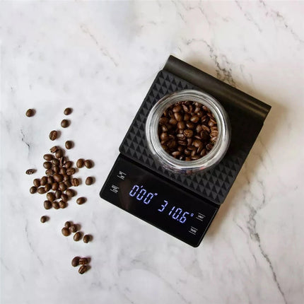 Digital Coffee Scale with Timer - 0.1g Precision, USB Rechargeable, Pour Over & Espresso.