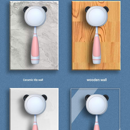 Cute UV Toothbrush Sanitizer Holder - Wall Mounted, Portable for Travel (Black ears bear).