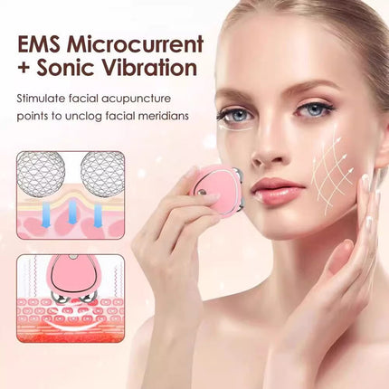 White Microcurrent Face Lifting Massager - Sonic Vibration, V-Shape Sculpting.
