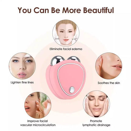 White Microcurrent Face Lifting Massager - Sonic Vibration, V-Shape Sculpting.