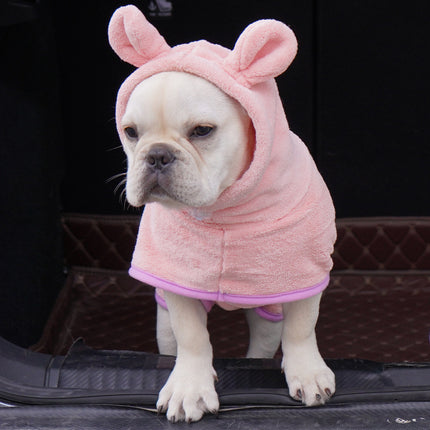 Pink Hooded Dog Bathrobe - Super Absorbent, Adjustable Fit, Cozy Pet Towel (Size : L).
