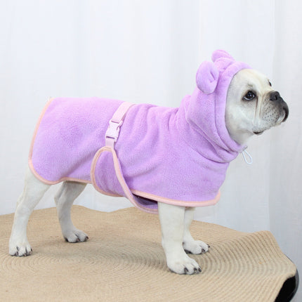 Purple Hooded Dog Bathrobe - Super Absorbent, Adjustable Fit, Cozy Pet Towel (Size : XL).