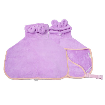 Purple Hooded Dog Bathrobe - Super Absorbent, Adjustable Fit, Cozy Pet Towel (Size : XL).