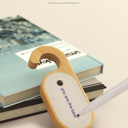 Wooden Motion Sensor LED Night Light - Doorknob Hanger & Writable Message Board.