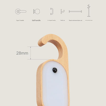 Wooden Motion Sensor LED Night Light - Doorknob Hanger & Writable Message Board.