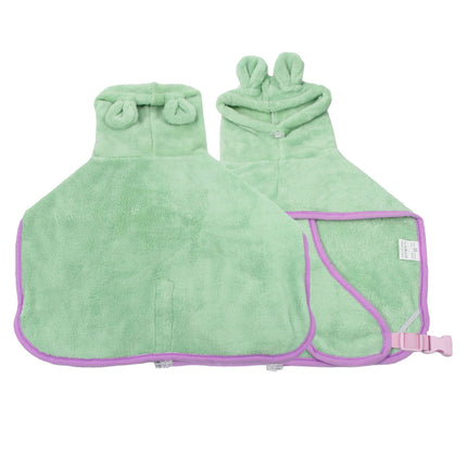 Green Hooded Dog Bathrobe - Super Absorbent, Adjustable Fit, Cozy Pet Towel (Size : M).