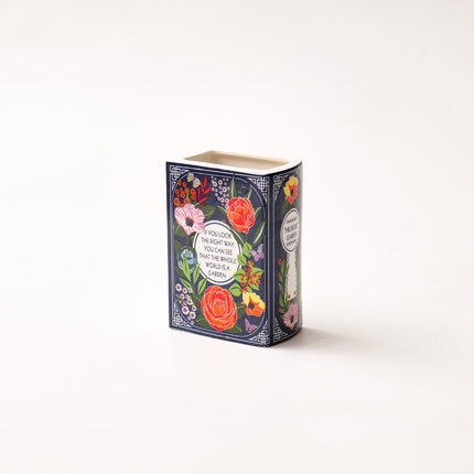 Literary Book Vase - Creative Ceramic Planter & Desk Organizer(Type B - 14x10x6.5cm).