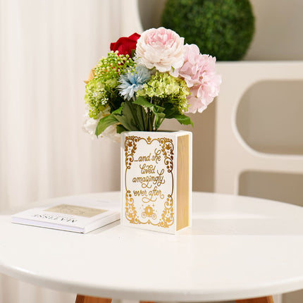 Literary Book Vase - Creative Ceramic Planter & Desk Organizer(Golden Book).