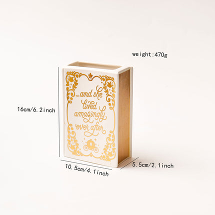 Literary Book Vase - Creative Ceramic Planter & Desk Organizer(Golden Book).