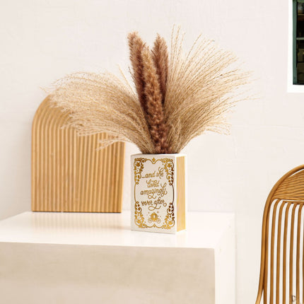 Literary Book Vase - Creative Ceramic Planter & Desk Organizer(Golden Book).