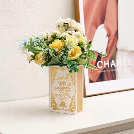 Literary Book Vase - Creative Ceramic Planter & Desk Organizer(Golden Book).