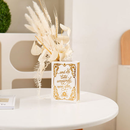 Literary Book Vase - Creative Ceramic Planter & Desk Organizer(Golden Book).
